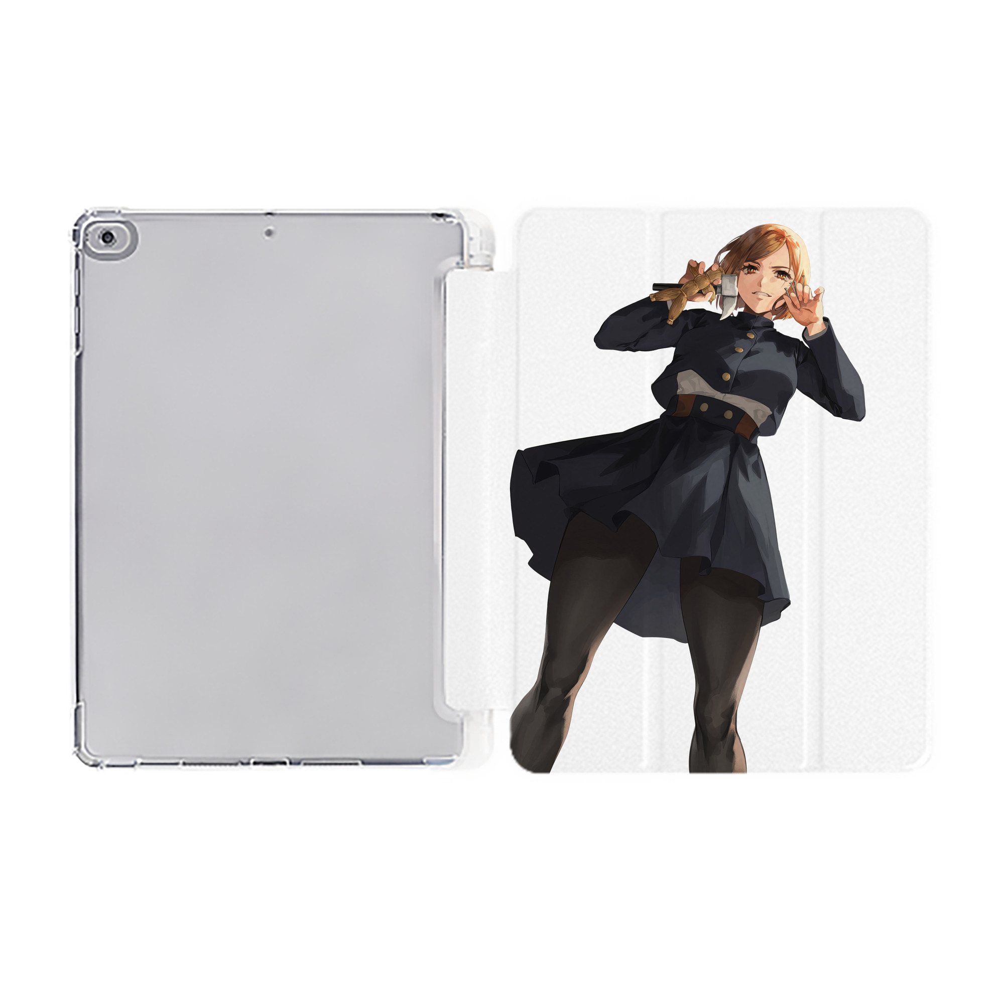 （画像用） 呪術廻戦 Jujutsu Kaisen IPad ケース ペン収納付き 三つ折りスタンド PUレザー×シリコン 対応機種9.5/10.5/10.9インチ